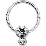 16G 3/8 Clear Gem Double Drop Duo Twisted Cartilage Clicker
