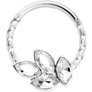 16G 3/8 Clear Gem Oval Quartet Twisted Cartilage Clicker