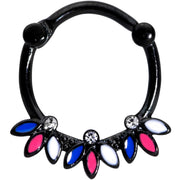 16G 3/8 Clear Gem Black Blue Pink White Leaves Cartilage Clicker