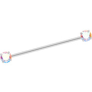 14G Aurora CZ Gem Threadless Industrial Barbell 38mm