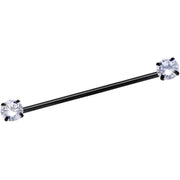 14G Clear CZ Gem Black Threadless Industrial Barbell 38mm