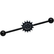 14G Black Gem Black Oval Gothic Sunburst Industrial Barbell 38mm