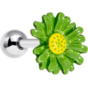 16G 1/4 Green Daisy Flower Cartilage Tragus Earring