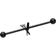 14G Black Scissors Comb Industrial Barbell 38mm