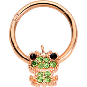 16G 3/8 Green Gem Rose Gold Tone Royal Frog Hinged Segment Ring