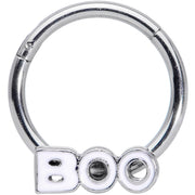 16G 3/8 White Boo Halloween Hinged Segment Ring