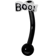 14G 5/16 Black Boo Halloween Curved Eyebrow Ring