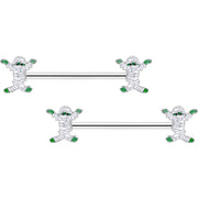 14G 5/8 Green Mummy Halloween Barbell Nipple Ring Set