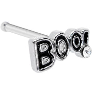 20G 1/4 Clear Gem Black Boo Halloween Nose Bone