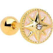 16G 1/4 Clear Gem Gold Tone Sailors Compass Cartilage Tragus