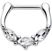 16G 5/16 Clear Gem Oval Trio Cartilage Clicker