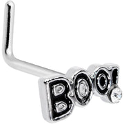 20G 7mm Clear Gem Black Boo Halloween L Shaped Nose Ring