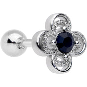 16G 1/4 Blue Gem Stylized Deco Cross Cartilage Tragus Earring