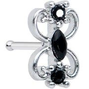 20G 1/4 Black Gem Art Deco Swirls Nose Bone