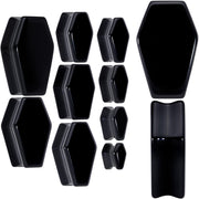 Black Obsidian Coffin Halloween Double Flare Plug Set