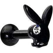 16G 1/4 Licensed Playboy Clear CZ Black Internal Thread Labret