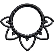 16G 5/16 Black Open Petal Flower Hinged Segment Ring