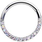 16G 3/8 Aurora Gem Paved Elegance Hinged Segment Ring