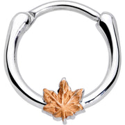 16G 3/8 Rose Gold Tone Fall Autumn Leaf Cartilage Clicker