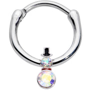 16G 3/8 Aurora Gem Winter Snowman Christmas Hinged Segment Ring