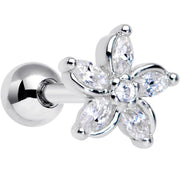 16G 1/4 Clear Gem Pretty Petals Flower Cartilage Tragus Earring