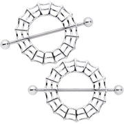 14G 7/8 Sexy Spider Web Halloween Nipple Shield Set