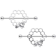 14G 1/2 Bee Hive Bee Nipple Shield Set