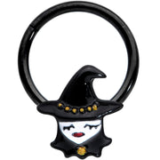 16G 3/8 Black Goth Witch Halloween Hinged Segment Ring