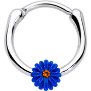 16G 3/8 Yellow Gem Blue Sunflower Cartilage Clicker