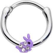 16G 3/8 Clear Gem Purple Easter Bunny Cartilage Clicker
