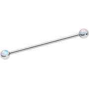 14G White Faux Opal Ball Ends Industrial Barbell 35mm