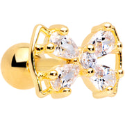 16G 1/4 Clear CZ Gem Gold Tone Beauty Bow Cartilage Tragus