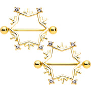 14G 3/4 Clear Gem Gold Tone Snowflake Christmas Nipple Shield Set