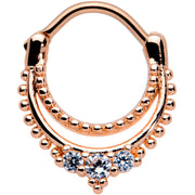 16G 3/8 Clear CZ Gem Rose Gold Tone Double Luxe Cartilage Clicker