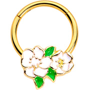 16G 5/16 Gold Tone White Spring Flowers Hinged Segment Ring