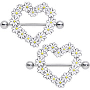 14G 13/16 Daisy Flower Heart Valentines Nipple Shield Set