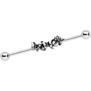 14G Clear Gem Butterfly Array Flower Industrial Barbell 38mm