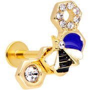 16G 5/16 Clear CZ Gem Gold Tone Lovely Bee Labret Monroe Tragus