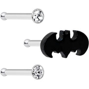 20G 1/4 Clear Gem Licensed DC Comics Batman Nose Bone Set of 3