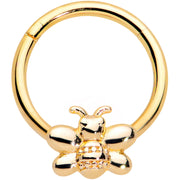 16G 3/8 Gold Tone Simple Stylish Bee Hinged Segment Ring