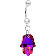 Purple Gem Hamsa Hand Dangle Belly Ring