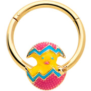 16G 3/8 Gold Tone Fancy Easter Chick Hinged Segment Ring
