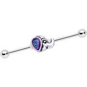 14G Blue Faux Opal Elegant Elephant Industrial Barbell 38mm
