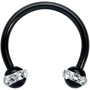 16G 3/8 Clear Gem Black Banded Horseshoe Circular Barbell