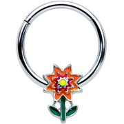 16G 3/8 Red Orange Yellow Fanciful Flower Hinged Segment Ring
