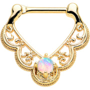 16G 5/16 White Synth Opal Gold Tone Lacy Love Cartilage Clicker