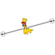 14G Bow Tie Yellow Red Giraffe Industrial Barbell 38mm