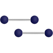 14G 9/16 Navy Blue Soft Finish Barbell Nipple Ring Set
