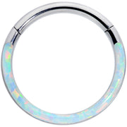 16G 3/8 White Synthetic Opal Implant Grade Titanium Segment Ring