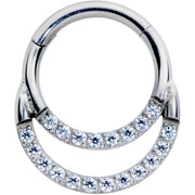 16G 5/16 Clear CZ Gem G23 Titanium Double Row Cartilage Clicker